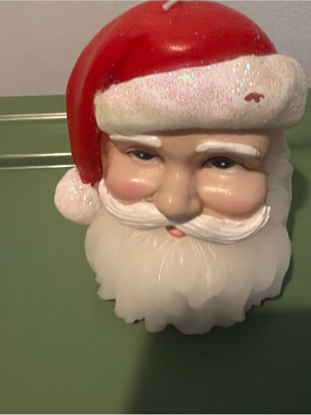 Vintage Santa Claus Head Votive Candle Holder 4” Tall Remove Hat For Candle